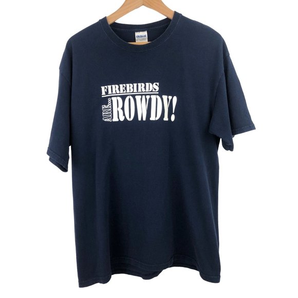 Firebirds Are Rowdy! Mens Size L Navy Blue Graphic T-shirt Fairmont High School - Picture 1 of 6